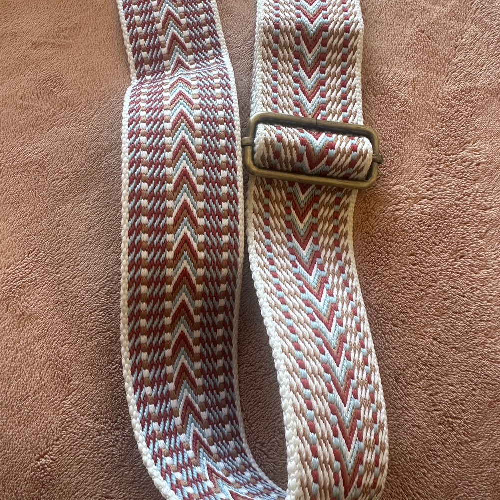 Light Grey Crossbody Sling Bag with Patterned Strap - Picture 6 of 6